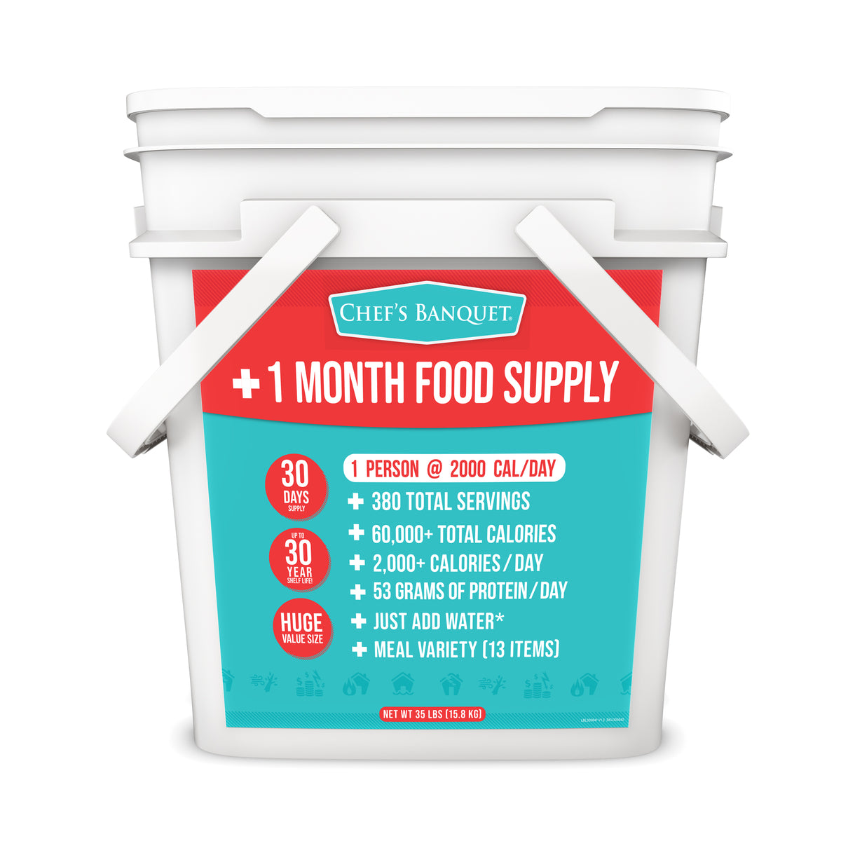 Chef's Banquet 1 Month (30 Day) Emergency Food Supply 10.5 Gallon